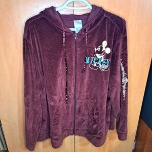 ⚡️2 / $10⚡️Mickey Mouse Brown Velvet Hoodie Size 2X